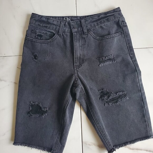 Original Use Black Distressed Cutoff Denim Shorts - Picture 2 of 16